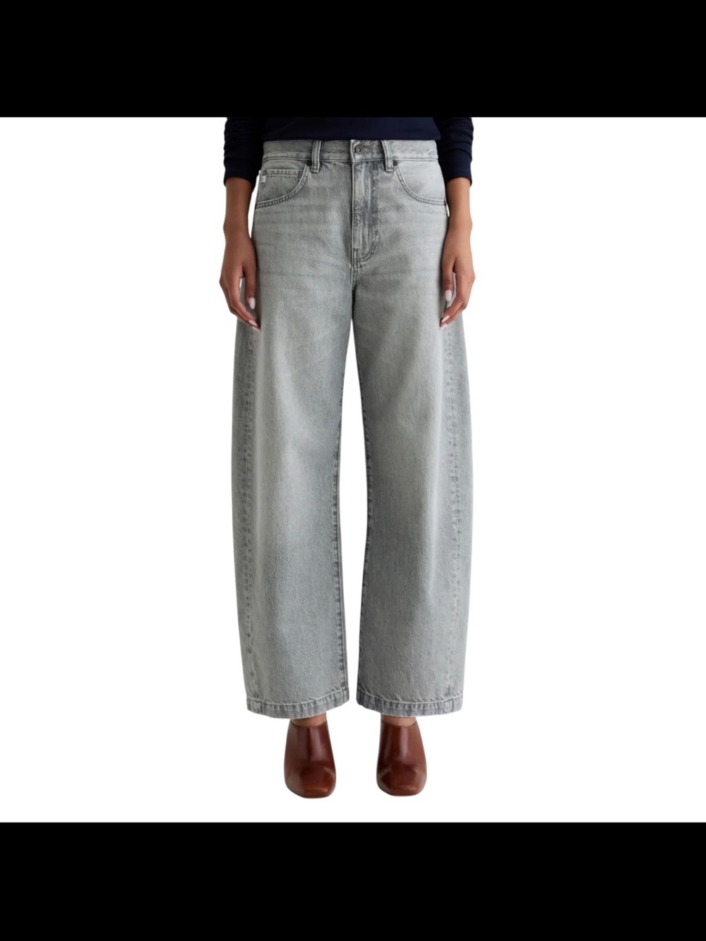 Ag Adriano Goldschmied Light Gray Wide-Leg Jeans